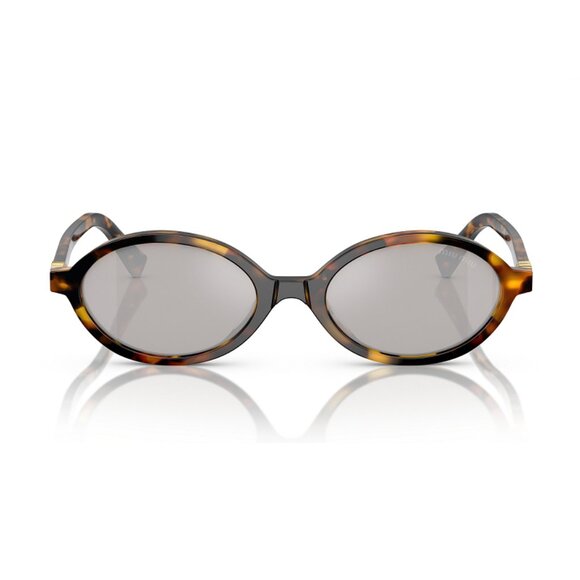 NEW Miu Miu MU04ZS VAU07F Miu Miu oval acetate havana and silver sunglasses - Picture 3 of 5